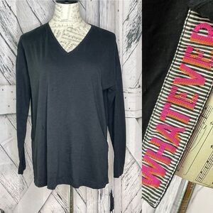 Lisa Todd Long Sleeve Pullover Top V-Neck WHATEVER